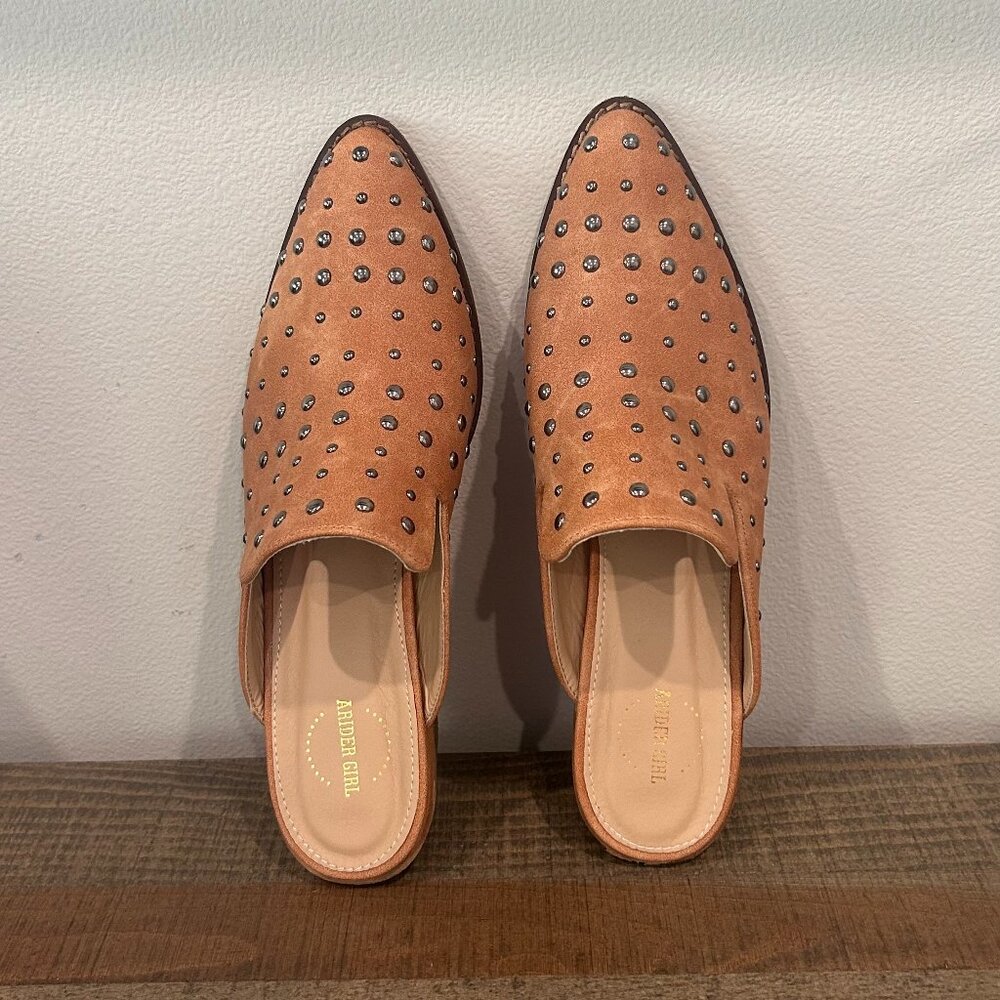 Studded Pointed Toe Mule in Tan - Women - Picture 2 of 8